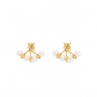 LOUIS VUITTON MINIGRAM PEARLS EARRINGS M01258